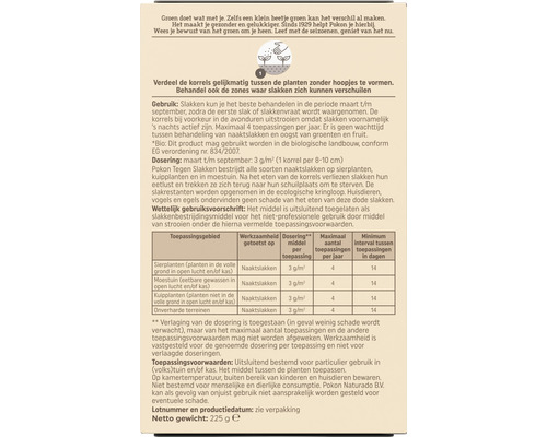 Informatie over het gebruik van slakkenkorrels