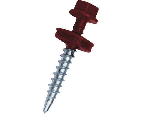 PRECIT schroeven 4,8 x 20 mm RAL 3011 bruinrood pak 50 stuks Dakbouwschroef met zeskantkop en afdichtring