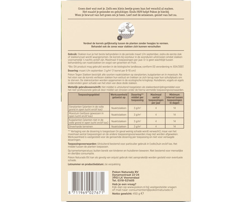 Informatie over het gebruik van Pokon slakkenkorrels