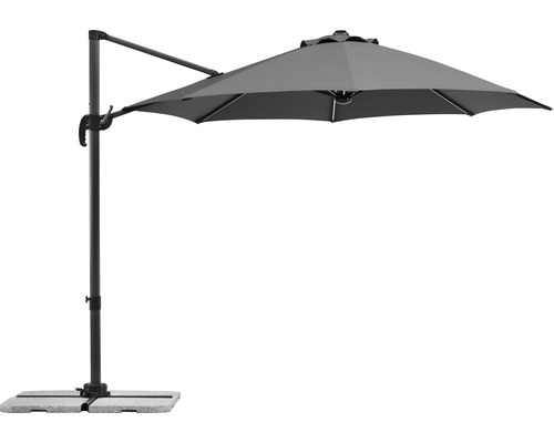 Vrijarm parasol met stenen voet voor de tuin