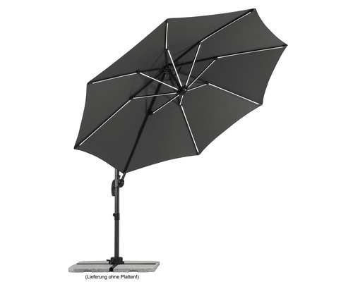 Grijze zweefparasol met parasolvoet