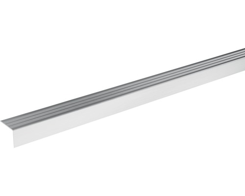 SKANDOR Hoekprofiel Zilver zelfklevend 24,5 mm, 900 mm Traprandprofiel van aluminium met ribbels
