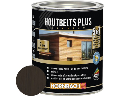 HORNBACH Hybride houtbeits palissander 750 ml Houtbeits Plus blik met kleurvoorbeeld