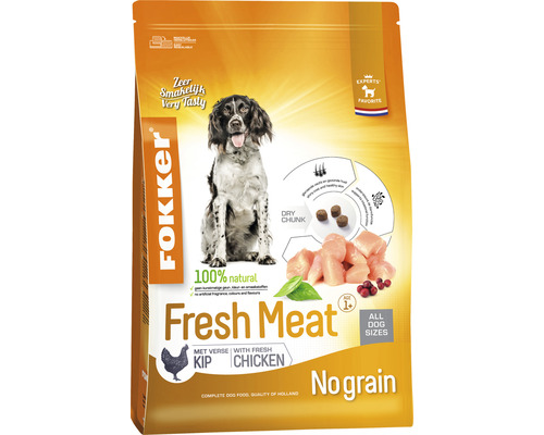 FOKKER Hondenvoer +Fresh Meat 2,5 kg Fokker Fresh Meat hondenvoer met kip voor alle hondenrassen, graanvrij