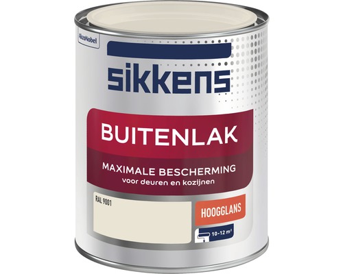 SIKKENS Buitenlak hoogglans RAL 9001 750 ml Sikkens Buitenlak verf voor buiten