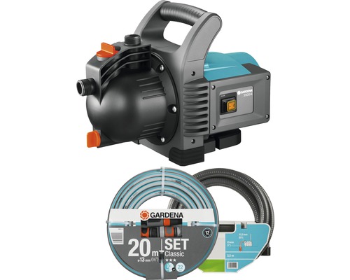Gardena tuinpomp 3500/4 set met 20 meter tuinslang en 3,5 meter zuig- en drukslang