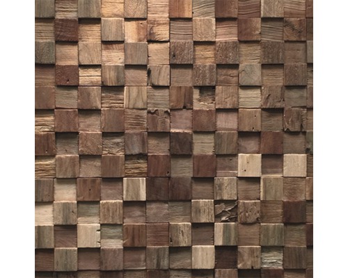 Wandbekleding van houten blokken