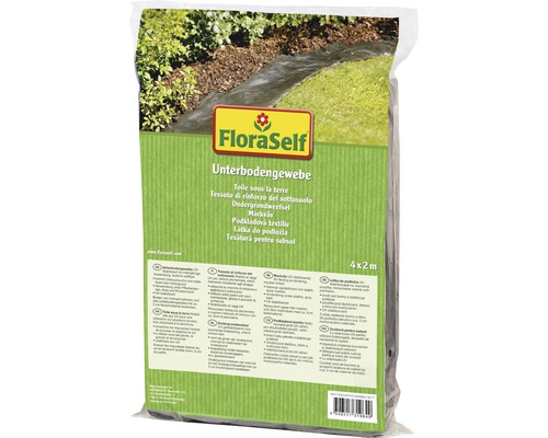 FLORASELF Worteldoek zwart 100 g/m² 4x2 m FloraSelf ondergrondweefsel, 4 x 2 meter, verpakt