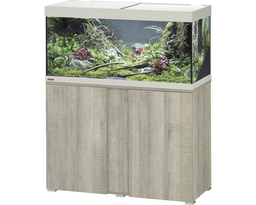 EHEIM Aquariumcombinatie VivaLine 180 L met LED-verlichting, verwarming, filter en onderkast eiken grijs 101x41x119 cm