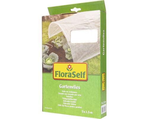 FLORASELF Tuinvlies wit 17g/m² 5x1,5m M/UV FloraSelf Tuinvlies, 5 x 1,5 meter, verpakking