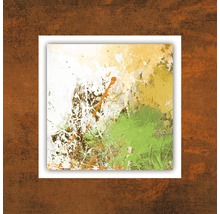 Abstract schilderij met groene, gele en witte tinten