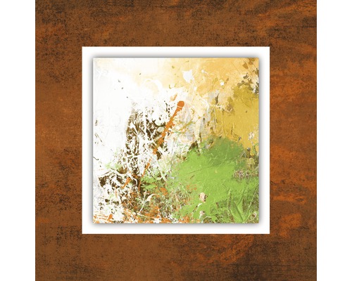 Abstract schilderij met groene, gele en witte tinten