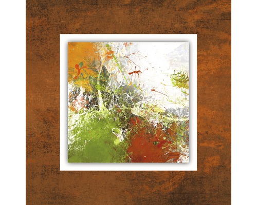Abstract schilderij met verfspatten in lijst