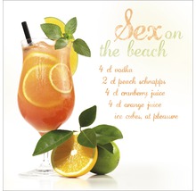 Illustratie van een cocktail met het recept Sex on the Beach.