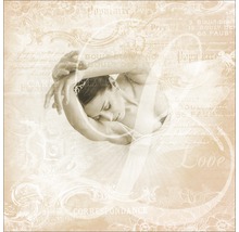 Decoratieve muurafbeelding met ballerina en bloemmotief