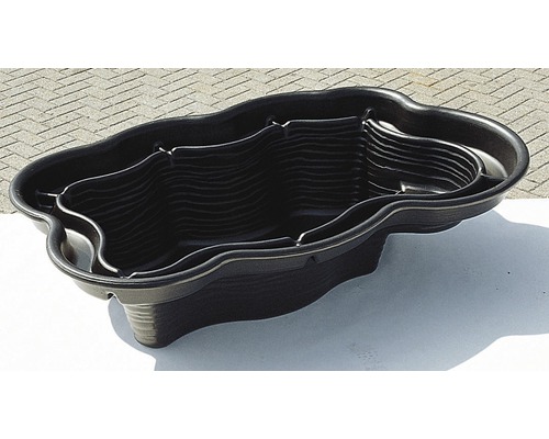 Zwarte vijvervorm van kunststof voor de tuin