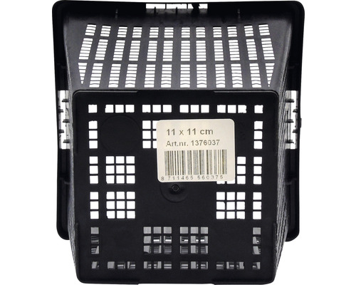 Zwarte plastic plantenmand, 11 x 11 cm