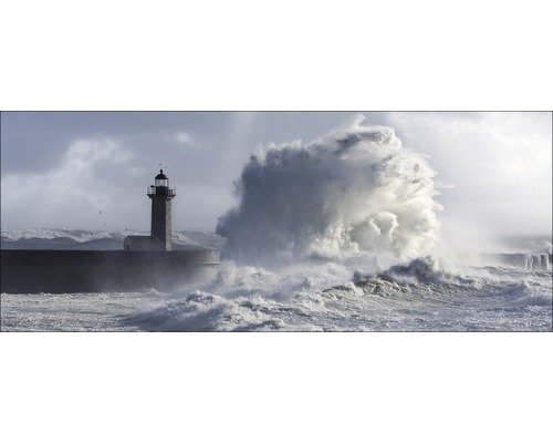 PURE LIVING Schilderij glas Lighthouse & Sea III 50x125 cm