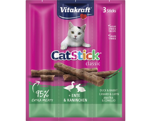 VITAKRAFT Kattensnack catstick eend en konijn 3 st