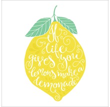 Afbeelding van een citroen met het spreekwoord: Als het leven je citroenen geeft, maak er dan limonade van.