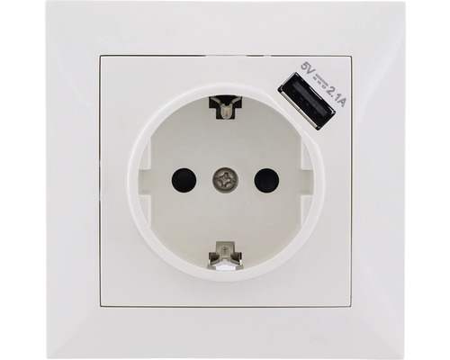 Q-LINK Stopcontact 1-voudig RA + USB-A polar wit