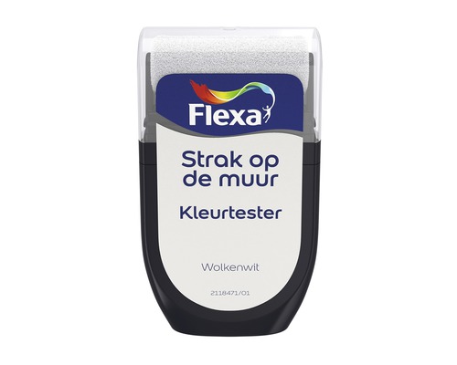 FLEXA Strak op de muur muurverf kleurtester wolkenwit 30 ml Flexa verfroller kleurtester Wolkenwit