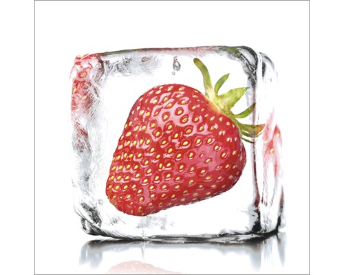 PURE LIVING Schilderij glas Strawberry Sorbet 30x30 cm