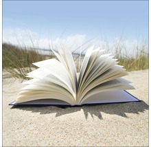 Open boek op het strand
