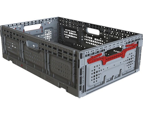 Klapkrat 43 L, 600x400x180 mm, grijs rood Klapkrat 43 L, 600x400x180 mm, grijs rood