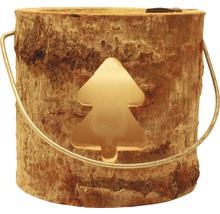 Decoratief element van boomstam met kerstboommotief en handvat