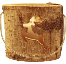 Decoratieve houten lantaarn met hertenmotief en metalen handvat