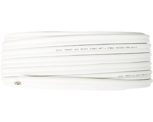 Opgerolde witte netwerkkabel