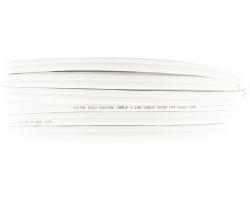 Opgerolde coaxkabel en LAN-kabel