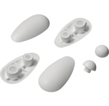 Verschillende witte meubelglijders van kunststof