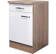 Onderkast met lade en deur in houtlook en wit