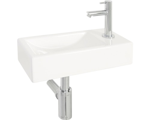 Keramische wastafel met kraan en sifon