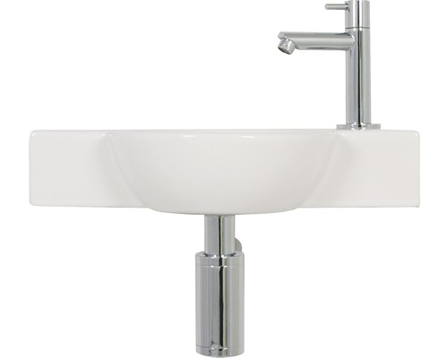 Keramische wastafel met kraan en sifon