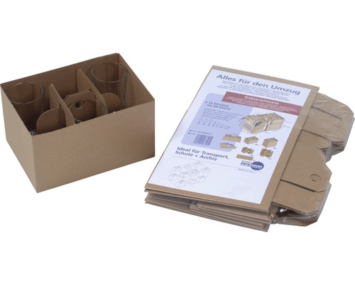 Glazen inzetstuk van karton voor verhuizing en transport, 12 stuks