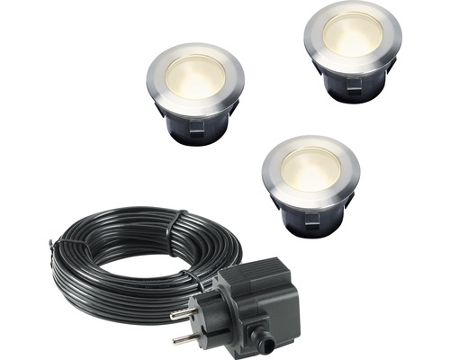 SEASONLIGHTS LED Grondinbouwspot set Deck70 RVS, 3 stuks