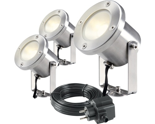 SEASONLIGHTS LED Grondspot set Bologna RVS, 3 stuks