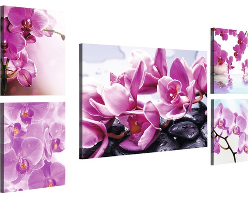 Schilderij canvas orchidee set van 5 stuks