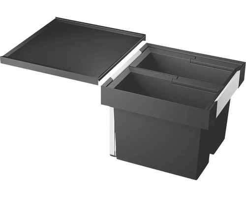 Afvalscheidingssysteem met twee bakken en deksel