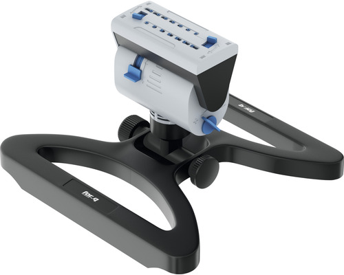 Vierkante gazonsproeier op een zwarte basis