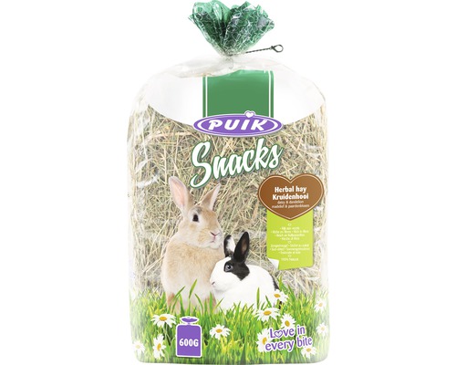 PUIK Kruidenhooi madelief & paardenbloemblad 600 gr PUK Snacks kruidenhooi voor kleine dieren in een verpakking van 600 gram