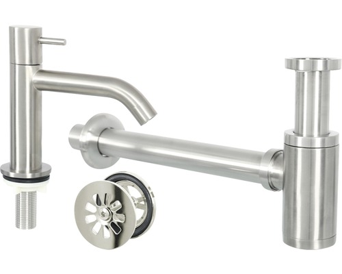 Wastafelkraan, sifon en afvoergarnituur van metaal