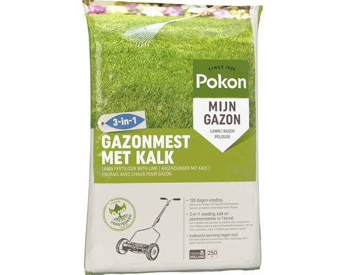 Pokon gazonmest met kalk, 3-in-1