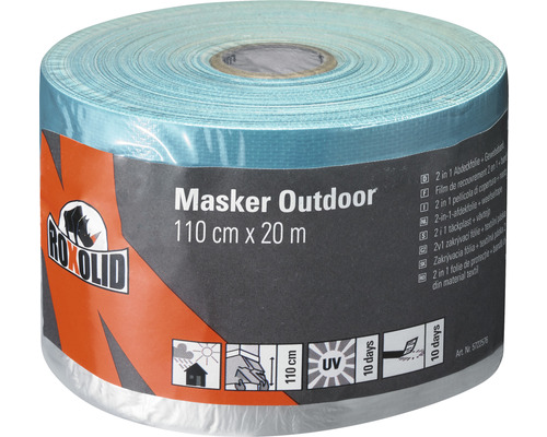 ROXOLID Schilderstape met folie outdoor blauw 110 cm x 20 m Roxolid Masker Outdoor afdekfolie, 110 cm x 20 m