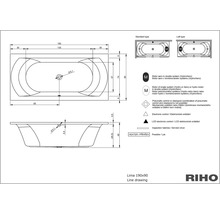 Technische tekening bad Lima 190x90