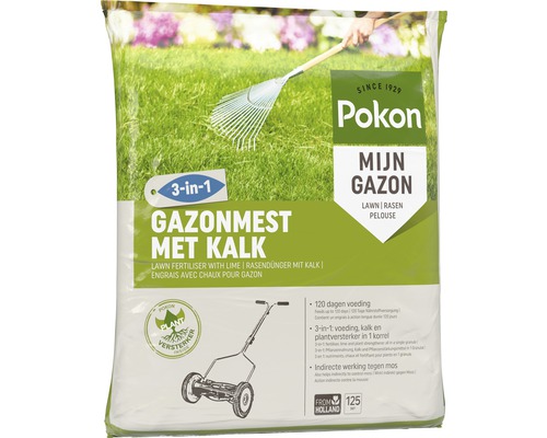 Pokon gazonmest met kalk voor 125 vierkante meter gazon