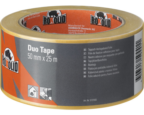 ROXOLID Duo Tape dubbelzijdig tapijttape bruin 50 mm x 25 m Roxolid Duo Tape, 50 mm x 25 m, tapijttape